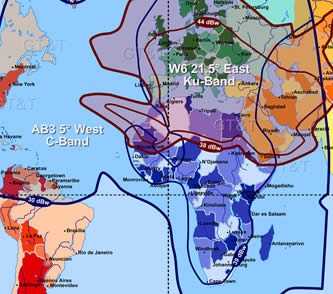 GlobalTT.com international satellite communications map using Eutelsat AB3