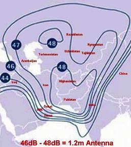 Intelsat 10 Afghanistan beam coverage map