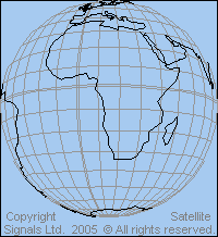 Satellite view of Africa, latitude 10 deg south, longitude 15 deg east, height 35786 km