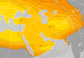 VSAT satellite internet coverage area for iDirect modems on Eutelsat W6