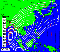 Eutelsat W5 70.5 East - steerable spot beam typical position