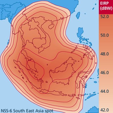 east asia map. NSS6 South East Asia satellite