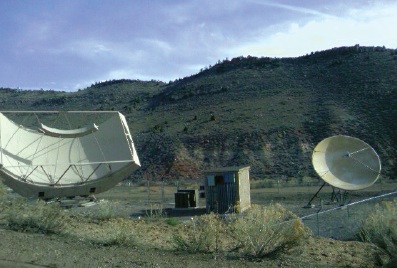 Simulsat antenna on the left