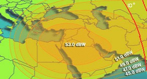 Intelsat 10-02 satellite Ku band spot beam from 1 deg West 
    longitude, pointed to Iraq area - providing high elevation dedicated 
    satellite internet service. Horizontal polarisation on the downlink.