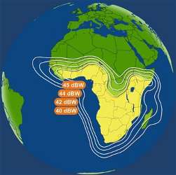 Eutelsat W3A Africa satellite internet service beam coverage