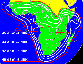 Eutelsat W3A beam coverage for Africa