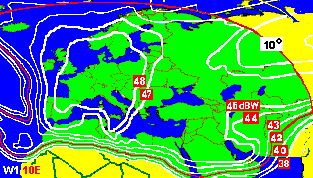 Satellite internet service Ku band coverage map - Eutelsat W1 satellite