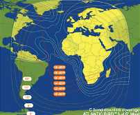 C band downlink coverage Eutelsat Atlantic Bird 3 at 5 west