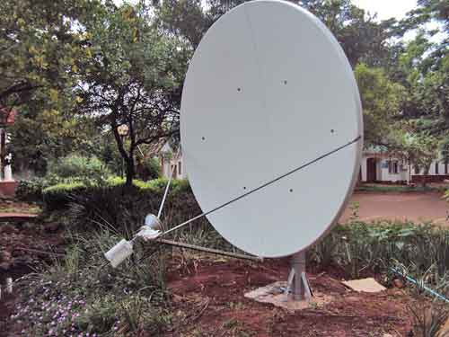 Customer VSAT dish in secure compound