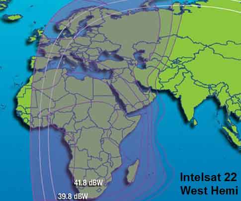 Intelsat 22 C band west hemi beam covering Africa and Middle East
