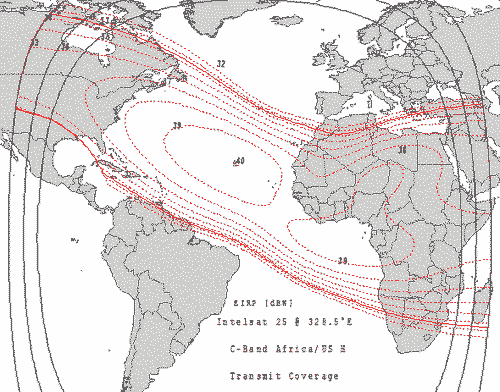 Intelsat 25 C band beam coverage US, Atlantic, West and Central Africa