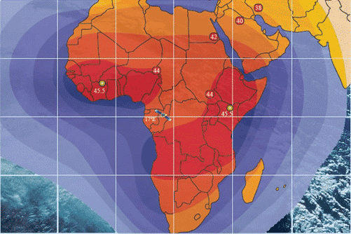 AMOS 5 satellite footprint: C band Africa beam
