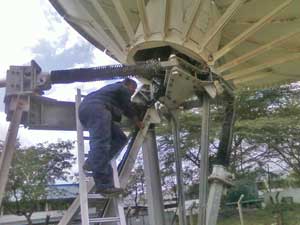 Installation of 7.3m Teleport hub dish