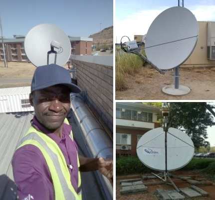 3 satellite communications dishes