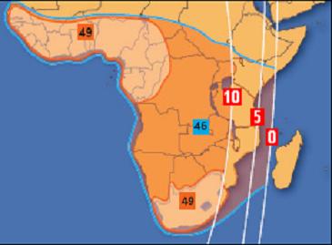 Telstar T11N satellite Africa beam downlink coverage EIRP