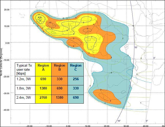 Telstar T11N satellite Africa beam uplink coverage G/T