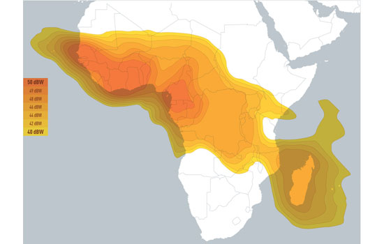 Eutelsat 16A satellite Africa downlink beam coverage, footprint, pattern