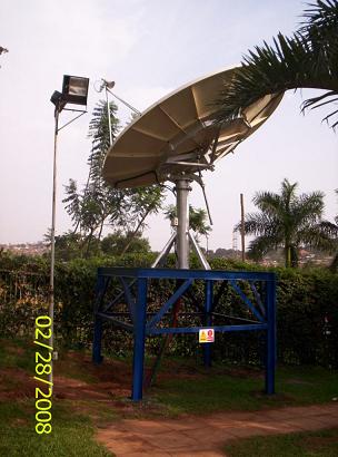 Infocom dish on raised platform