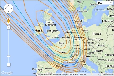 Example satellite beam footprint
