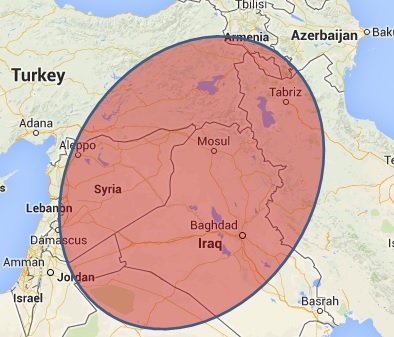 Hylas Ka band spot beam map for Syria, Turkey and Iraq