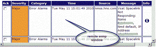 VSAT alarm details in HX NMS