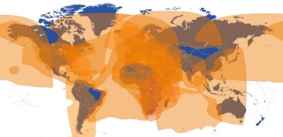 Maritime mobile satellite service beam coverages in the Atlantic and Indian Ocean regions