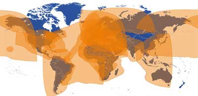 Global VSAT service beam coverage