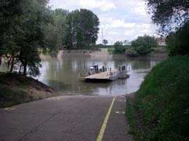 Water powered ferry across the Tisza river