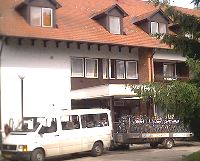 Hotel Touring in Berekfurdo with our cycles and back up van waiting oputside