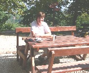 Chris having apple strudel with poppy seeds