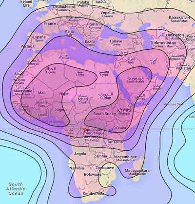 North Africa and Middle East coverage map