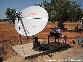 Hughes HX VSAT terminal with pole mount into concrete pad base