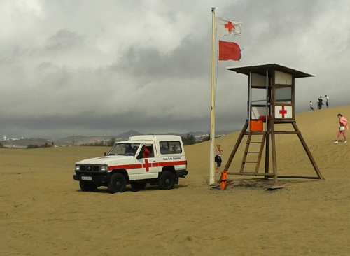 Lifeguard post with vehicle