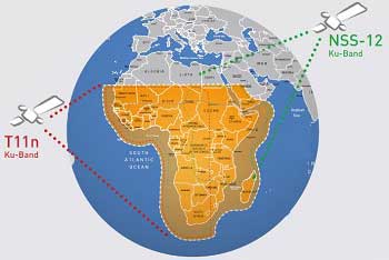 Telstar 11M and NSS 12 Ku band beams