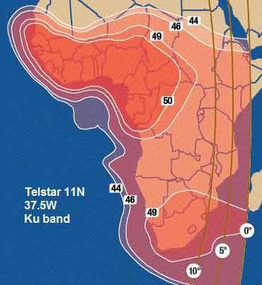 Telstar 11N Africa coverage