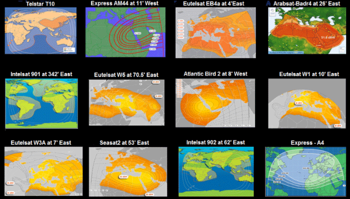 Satellite beam coverage maps