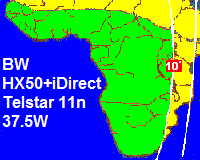 Telstar 11N Ku-band beam footprint