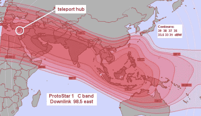 Original ProtoStar-1 satellite beam coverage