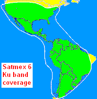Satmex 6 Ku band beam map