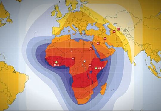 Amos 5 satellite coverage area: C band : All Africa