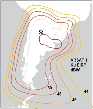 ARSAT-1 Ku band beam footprint