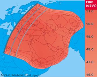 NSS6 satellite broadband service area