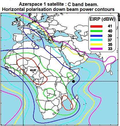 Azerspace 1 C band beam Coverage