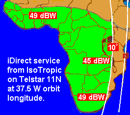 Telstar 11N Africa Ku band beam coverage