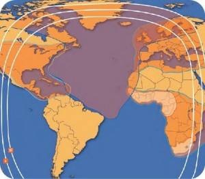 Telstar 11N satellite footprint