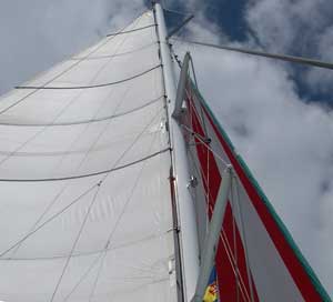 Mast and sails of catamaran