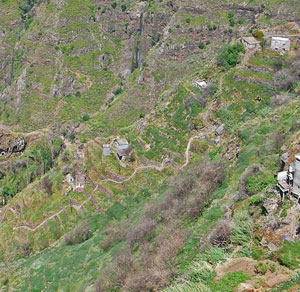 Deserted houses on remote hillside