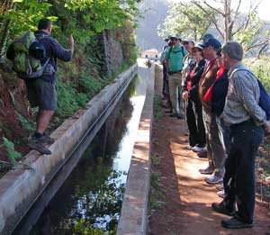 The walking guide telling us about levadas