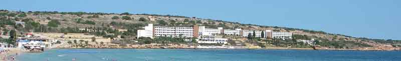 Mellieha bay hotel as seen across the bay from the town