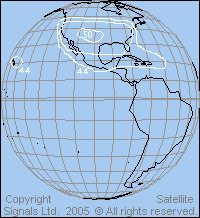 Intelsat Americas 5 Ku band satellite coverage map 